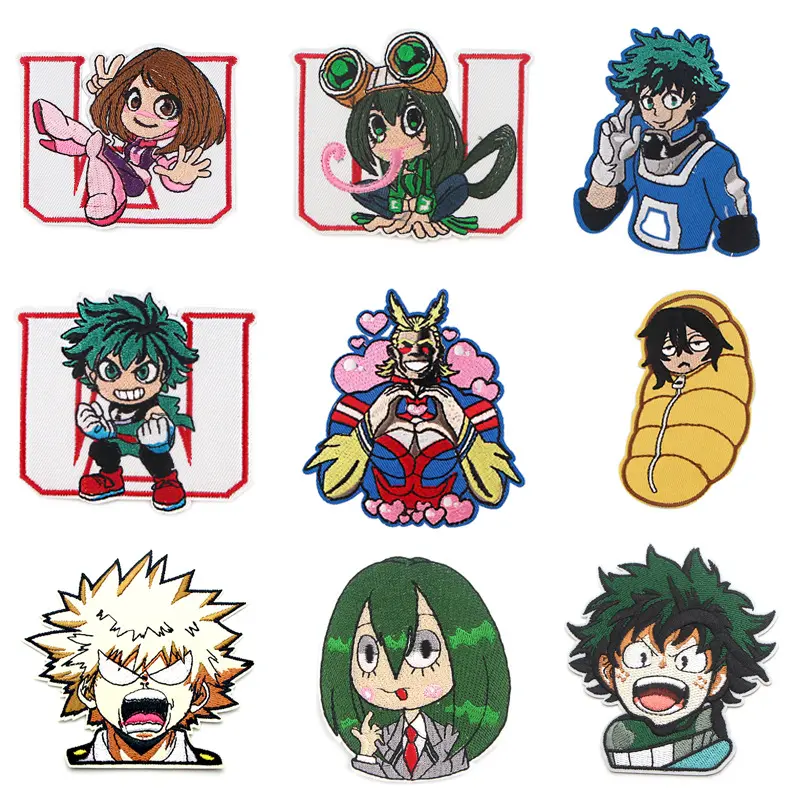 9 Ontwerpen Geborduurd Cartoon Decoratieve Diy Patches Anime Mijn Hero Academia Doek Stickers