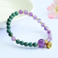 Aiyu Vente en gros Bracelet en jadéite naturelle de qualité A 'Eau Bleue', Bracelet en améthyste, Création culturelle de temple en direct S5070603