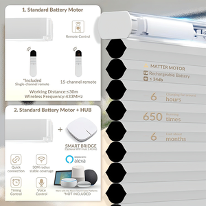 Persiana Inteligente Eléctrica Tipo Panal con Control Remoto - Product Image 3