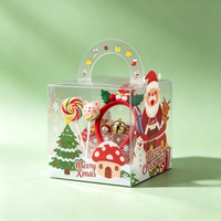 Boîte cadeau personnalisable en plastique PET transparent pour Noël, avec poignée, design pliable, impression UV, emballage alimentaire de qualité supérieure, Shanghai