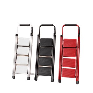 บันไดเหล็กคาร์บอนสีแดงพับได้ 4 ขั้น พกพาสะดวกสำหรับใช้ในบ้าน - Product Image 5