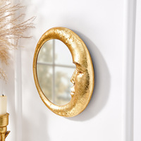 Miroir mural en résine en forme de lune, style rétro doré, pour chambre et salon