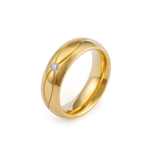 Anello Classico per Coppie con Pietra Naturale e Vetro, Placcato in Oro 18K, Fascia in Acciaio Inossidabile con Design a <span class=keywords><strong>Cuore</strong></span> per Uomo e Donna - Product Image 4