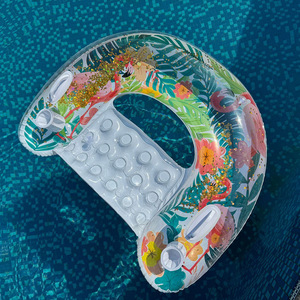 Adult <b>Inflatable</b> Swimming Ring With Flamingo Backrest Drink Cup Handle Pool Water Park Use 100-500kg Capacity - Product Image 2