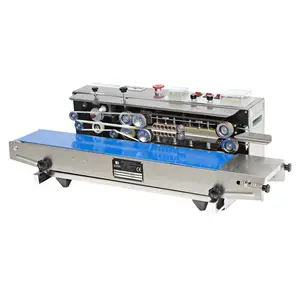 FRD1000W Continuous Band Sealer, Automatic Horizontal Plastic Bag Pouch Sealing Machine, Ink roller sealer machine