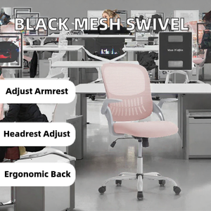 Black Modern Fabric Mesh <b>Office</b> <b>Swivel</b> Armrest <b>Chair</b> with -Adjustable Features for Home and <b>Office</b> Use - Product Image 2