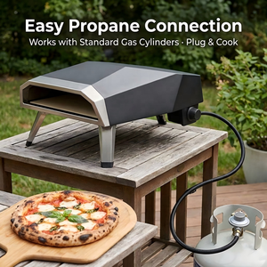 Four à pizza au gaz portable pour l'extérieur, 12 pouces, en acier inoxydable, avec pierre à pizza, pour jardin, cour, camping, fête - Product Image 6