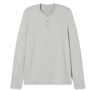 Camiseta deportiva suave con <span class=keywords><strong>cuello</strong></span> abotonado para hombre, camiseta <span class=keywords><strong>Henley</strong></span> de manga larga, venta al por mayor - Product Image 4