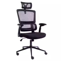 Chaise de bureau de direction ergonomique pivotante de luxe à dossier haut en maille avec support lombaire et appuie-tête réglable extensible