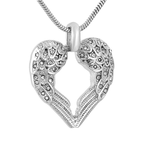 Kristal melek kanatları kalp kremasyon takı kolye için külleri paslanmaz çelik <span class=keywords><strong>Keepsake</strong></span> anıt Urn kolye takı - Product Image 2