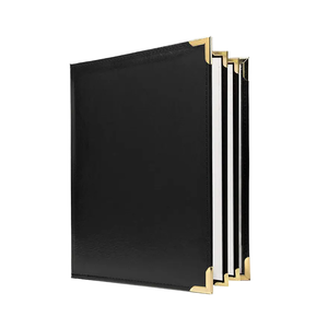 แฟ้มหนังสือปกหนัง PU สีดำ WFD A5/A6/A7 พร้อมคลิปหนีบ  ปกเมนู  6 หน้า  พิมพ์ดิจิตอลและพิมพ์ยูวี - Product Image 1