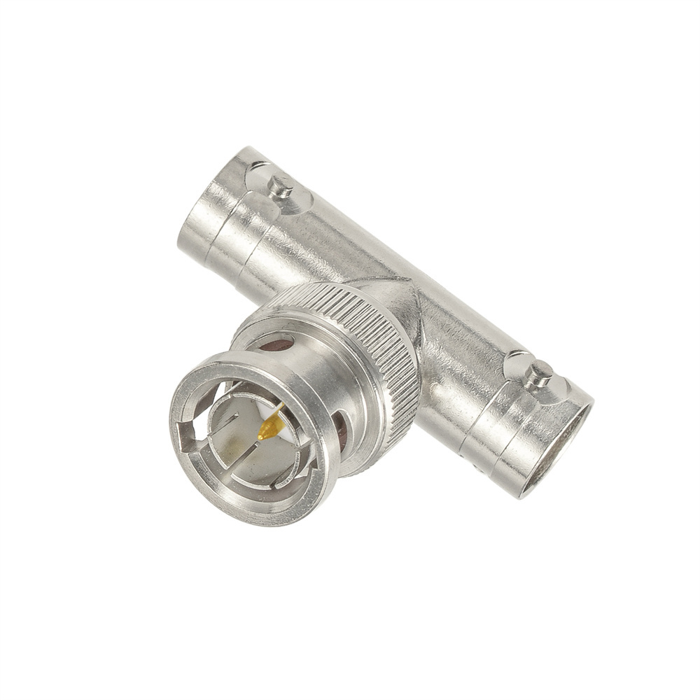 BNC Tee Adapter 1 Male to 2 Female T Shaped Connector 75 Ohm