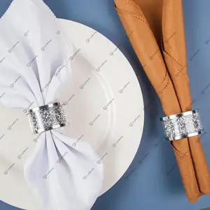 Portatovaglioli in argento con fibbie di diamanti schiacciati portatovaglioli matrimonio per la decorazione del tavolo da pranzo