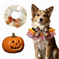 Collier réglable pour chien et chat Halloween avec nœud papillon, clochette, citrouille et crâne – Accessoires pour animaux de compagnie en polyester pour fêtes et festivals