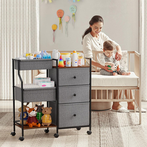 Công Suất Lớn Bé Nursery Lưu Trữ Giá Với Cán Vải Ngăn Kéo Tã Tổ Chức Giỏ Hàng Bao Gồm Bánh Xe - Product Image 6