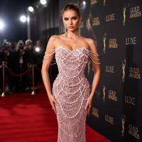 Ballkleid in Rosenrosa, stark perlenbesetzt, Fishtail-Abendkleid, geeignet für Bankettsäle, Rooftop-Partys, Red-Carpet-Events, Partykleid