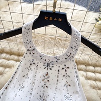 Robe Mini Décontractée Chic d'Été à Licou pour Femme, Sans Manches, Taille Empire, Dos Nu Orné de Diamants