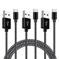 Kabel Data Transfer Pengisian Cepat 5V 3A USB 2.0 Tipe C 3ft 6ft Nylon Braided Berkualitas Tinggi dari Produsen untuk Ponsel
