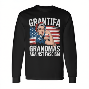 T-shirt a maniche lunghe Grantifa Nonne contro il fascismo, girocollo unisex, abbigliamento promozionale per adulti - Product Image 2