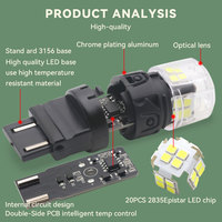 Bombillas LED SEKO 3156 para Señales de Giro y Luces de Circulación Diurna, P27W T20, Ámbar, Blanco, Rojo, Nuevas para Autos