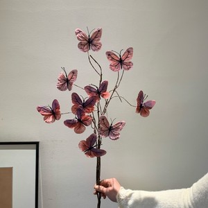 Arreglo de Flores de Mariposa Artificial, Plástico y Seda, Hecho a Mano, Estilo Oriental, Decoración de Escritorio para Sala de Estar, Cafetería, Hogar - Product Image 3