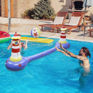 Inflable agua doble bádminton meta playa piscina voleibol red conjunto cohete barco para piscina - Product Image 3