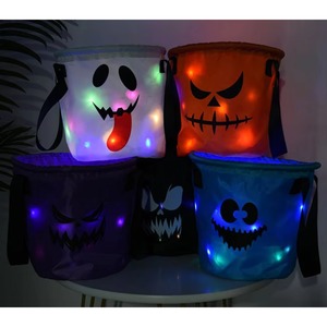 Cesta de Dulces de Halloween Luminosa Personalizada, Bolsa de Truco o Trato con LED, Cesta Multiusos para Niños - Product Image 2
