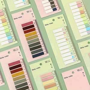 แท็บสีโมรันดี PET - กระดาษโน้ตแบบมีกาวในตัว 10 สี เขียนได้ พร้อมไม้บรรทัดสำหรับทำเครื่องหมายหน้า - Product Image 4