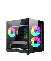Boîtier PC Gaming Moyen Tour Haute Qualité en Alliage d'Aluminium Compatible M-ATX/ITX Design Moderne Transparent avec Verre Trempé Entièrement Clair