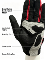 Gants de moto haute performance en cuir et maille respirante, compatibles écran tactile, antidérapants, pour sports de plein air, avec boucle