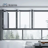 Puertas y Ventanas de Aluminio para Decoración de Cocina, Ventana Corredera Plegable con Ventilación a Prueba de Aceite, Ventana Corredera de Doble Vidrio