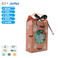 Boîte à cartes d'Halloween personnalisée en carton recyclable, fabriquée sur mesure, avec fenêtre en PVC et ruban de fermeture, OEM ODM
