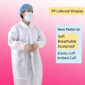 PP Coat Set With Stand Collar Medical Polypropylene Non Woven Coverall Lab Clothing Doctor Disposable Labcoats