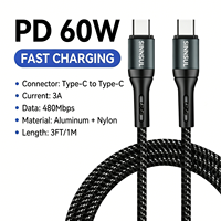 Câble tressé USB-C vers USB-C 60W, charge rapide PD, transfert de données Type-C pour iPhone 17/16 Pro Max, Samsung S26, MacBook