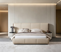 Hochwertiges Echtleder-Doppelbett mit Kiefernholzrahmen Modernes Design Herkunftsort CN/SIC