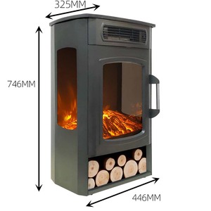 Caminetto Elettrico Moderno in Stile Retrò Francese, Riscaldatore per Ambienti con Effetto Fiamma 3D - Product Image 3