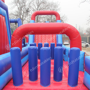 Carrera de obstáculos inflable de grado comercial-Casa de rebote gigante, combinación de tobogán y escalada para adultos y niños - Product Image 3