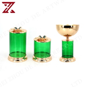 Design créatif de luxe <span class=keywords><strong>intérieur</strong></span> bureau verre artisanat vert ornements pot de bonbons <span class=keywords><strong>décoration</strong></span> de la <span class=keywords><strong>maison</strong></span> - Product Image 6