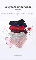 Lencería Sexy de Encaje para Mujer, con Entrepierna de Algodón, Cintura Baja, Transpirable, Bordada, Hueca, Transparente, Tallas Grandes M-XXL, Bikini