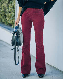 <span class=keywords><strong>Pantalon</strong></span> décontracté en <span class=keywords><strong>velours</strong></span> côtelé à taille haute, coupe régulière, couleur unie, vintage, pour femmes, printemps-été 2024 - Product Image 6