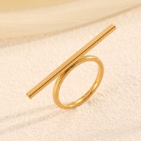 Bague unisexe en acier inoxydable JZ384, style européen et américain, créative, simple, à double ligne géométrique, vente en gros