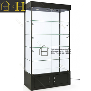 Vitrina de Vidrio Templado con Visión Completa y Pantalla LED, 2 Puertas con Cerradura, Exhibidor de Vidrio Transparente - Product Image 1