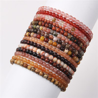 Bracelets en perles de pierres précieuses de 4mm pour femmes Bracelet en pierre de cristal de guérison pour hommes Mini perles rondes extensibles Bracelets élastiques Cadeaux