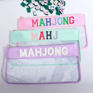 Keymey Custom Borduurwerk Chenille Letter Patch Gestikte Birdie Met Ritssluiting Mahjong Tegeltas Doorzichtige Mahjong Tas Mahjong Opbergtas - Product Image 2