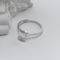 Bague en argent fin PST avec moissanite taille émeraude 3 carats, faite à la main, pour femme, tendance