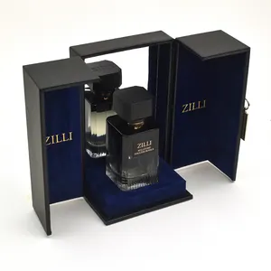 Caja de regalo de perfume de doble puerta de papel duro personalizado de lujo
