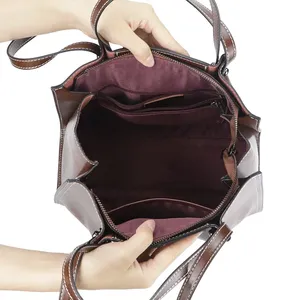 Bolso Tote de Cuero Vacuno Genuino AndoBag para Mujer, Bolso de Mano de Gran Capacidad, Elegante Bolso de Hombro para Oficina y Uso Diario 3227 - Product Image 3