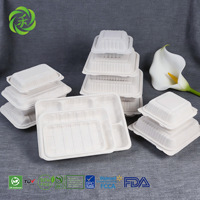 Assiette à 6 compartiments en amidon de maïs biodégradable, écologique, jetable, pour plats à emporter, idéale pour la restauration