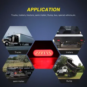 Monirf 6" LED vermelho oval luz traseira para trailer, luzes de freio e parada de direção para caminhão RV com ilhós de montagem em superfície