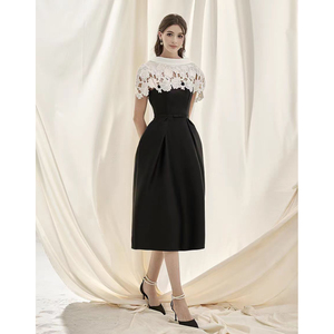A9879 New Arrival Tương Phản Màu Sắc Phụ Nữ A-Line Midi Dress Cộng Với Kích Thước O Cổ Phụ Nữ Mùa Hè Ăn Mặc Wester Trang Phục - Product Image 1